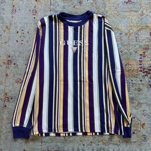 Vintage GUESS Multicolor Pinstripe Men’s Long Sleeve Shirt